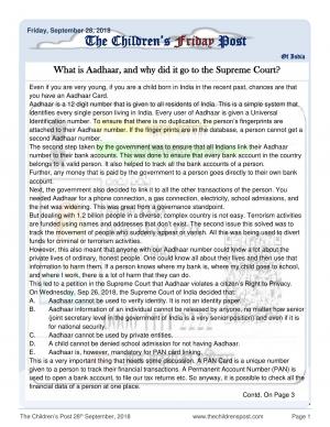 The Childrens Post 28th September 2018