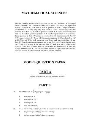 Joint CSIR UGC NET December 2013: Model Papers: Mathematical Sciences