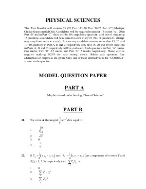 Joint CSIR UGC NET December 2013: Model Papers: Physical Sciences