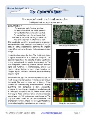 The Childrens Post 8th October 2018