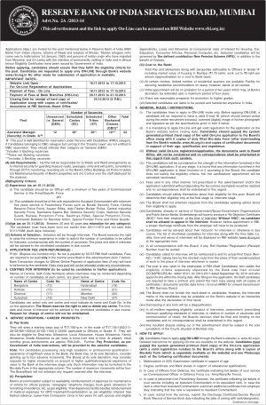 RBI Notified  Recruitment for the 34 posts of Assistant Manager (Security) in Grade ‘A’ 2013