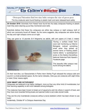 The Children's Post, 27th October, 2018