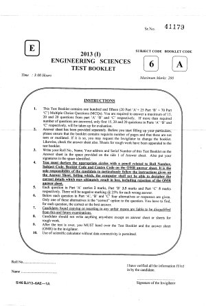 Joint CSIR UGC NET Questions Papers June 2013 Engineering Sciences 