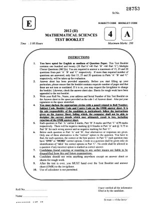 Joint CSIR UGC NET Questions Papers December 2012 Mathematical Sciences 