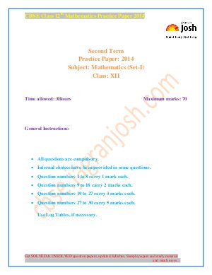 CBSE Class 12th Mathematics Practice Paper (Set-I)