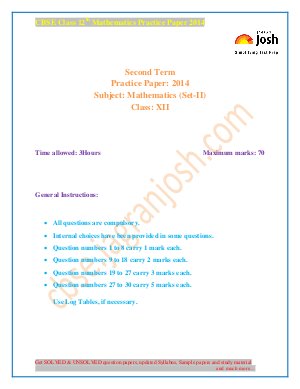 CBSE Class 12th Mathematics Practice Paper (Set-II)