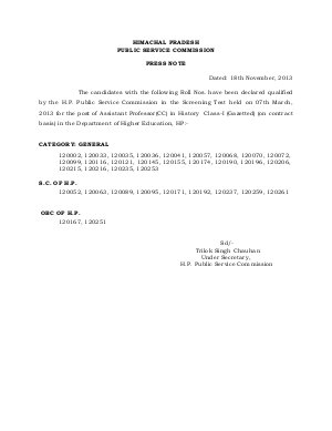 Assistant Professor (CC) Results