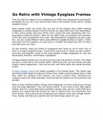 Go Retro with Vintage Eyeglass Frames