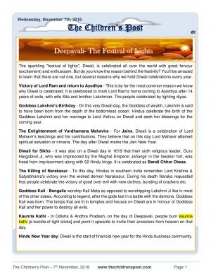 The Children's Post 7th November, 2018 - Diwali Special
