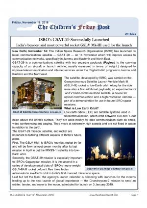 The Children's Post, 16th November, 2018