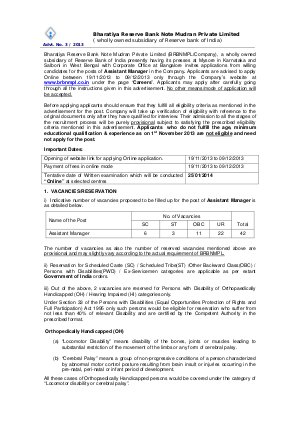 Bhartiya Reserve Bank Note Mudran Private Limited Notified Recruitment for 32 Posts of Staff Nurse 2013