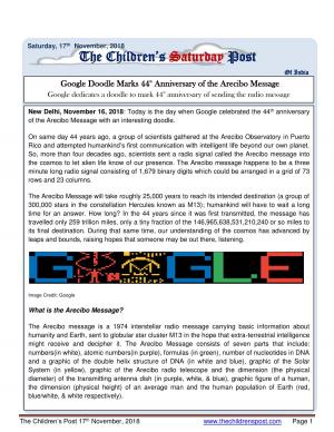 The Children's Post, 17th November, 2018