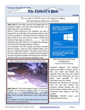 The Children's Post, 6th December, 2018