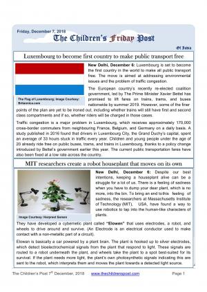 The Children's Post, 7th December, 2018