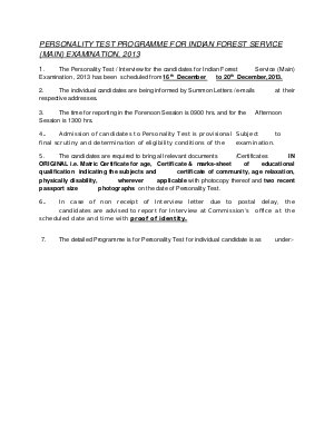 UPSC - Indian Forest Service (Main) Exam 2013: Interview Details