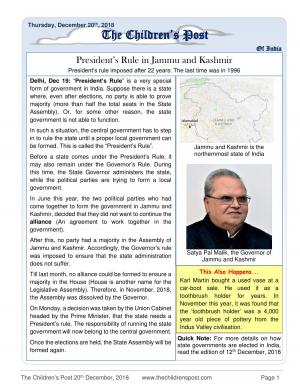 The Children's Post, 20th December, 2018