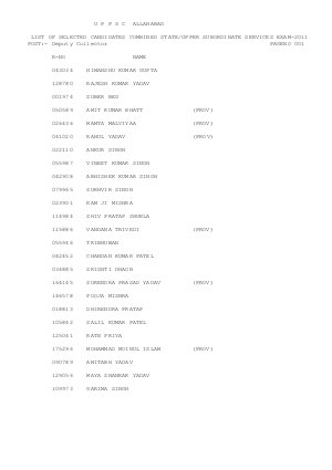 UPPCS 2011 Final Result
