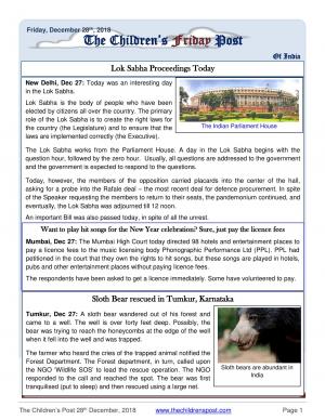 The Children's Post, 28th December, 2018