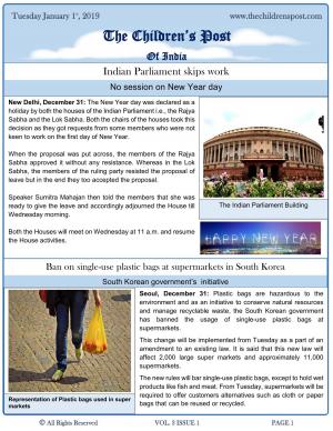 Happy New Year! The Children's Post, 1st January, 2019