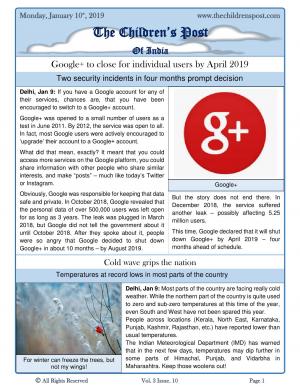 The Children's Post, 10th January, 2019