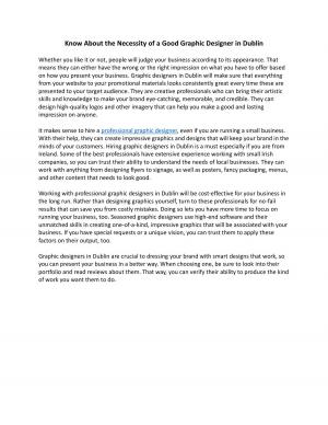 Know About the Necessity of a Good Graphic Designer in Dublin