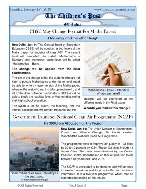 The Children's Post, 15th January, 2019