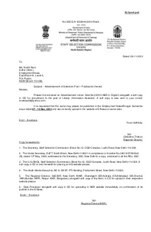 SSC-NWR Notified Recruitment to the Post of Assistant Librarian 2013