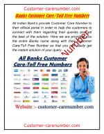 All Indian  Banks Customer Care/Toll Free Numbers