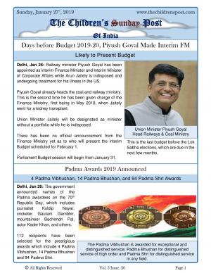 The Children's Post, 27th January, 2019