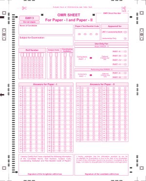 UGC NET December 2013 Directions for Exam and Sample OMR Sheet 1 and 2 HN