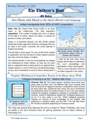 The Childrens Post, 11th February, 2019