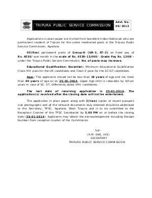 Notification TPSC Group D Posts