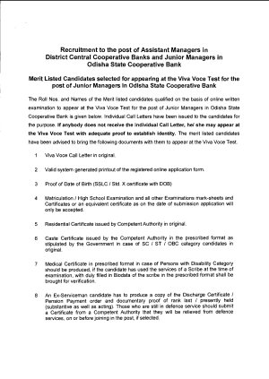 Odisha State Cooperative Bank Announced Interview List for Jr. Managers & Asst. Manager