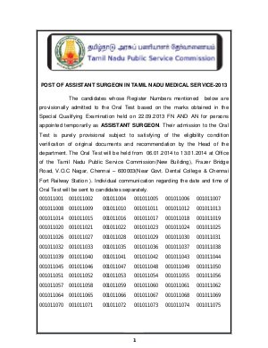TNPSC Assistant Surgeon Recruitment in Tamil Nadu Medical Service 2013: Result 