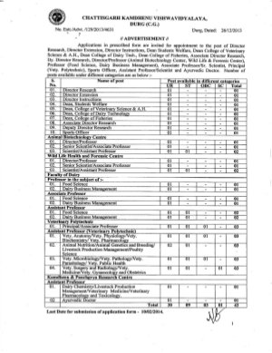  Chattisgarh Kamdhenu Vishwavidyalaya Notified Recruitment  43 Various Posts 2014