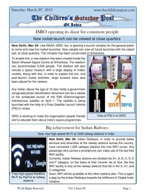 ISRO opens its gates - 30th March, 2019