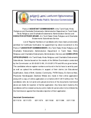 TNPSC Declared List