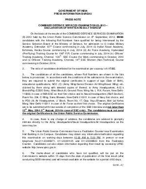 UPSC CDS Examination II 2013 Written Result