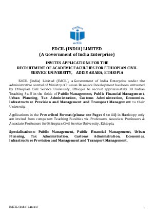 EdCIL (India) Ltd Notified Recruitment for 38 Faculty Posts 2014