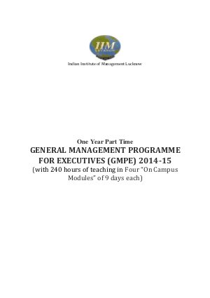 IIM, Lucknow announced General Management Programme for Executives 2014
