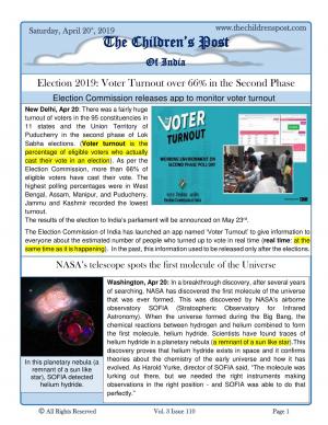 Election Voter Turnout and the first molecule - April 20th, 2019
