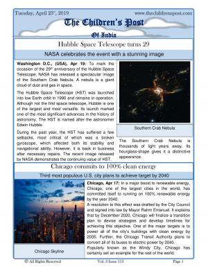 Happy Birthday, Hubble! - April 23, 2019