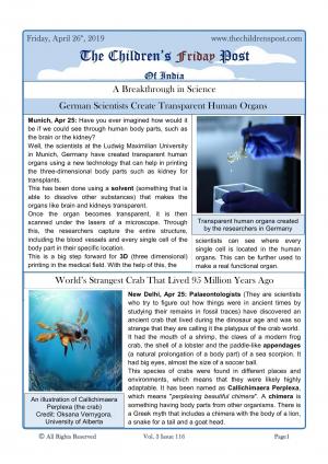 The Children's Post, 26th April, 2019