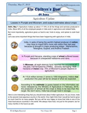 Agriculture in India - 2nd May, 2019