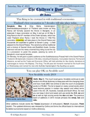 Thai King Coronation - MAy 4 th, 2019