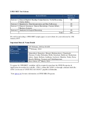 UPES MET Test Scheme
