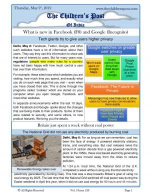 Facebook F8, Google I/O and Britain without coal energy - May 9th, 2019