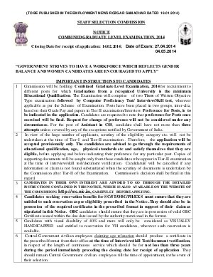 SSC CGL Exam Notification 2014