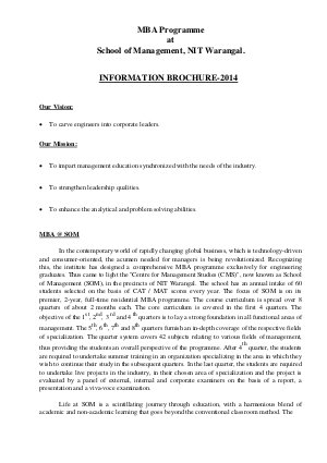 NIT Warangal announced Admission Notification for MBA 2014-16