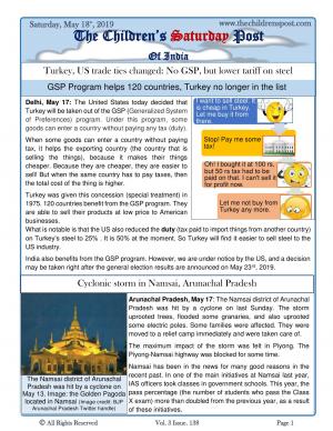 US, Turkey, and Arunachal Pradesh - May 18, 2019